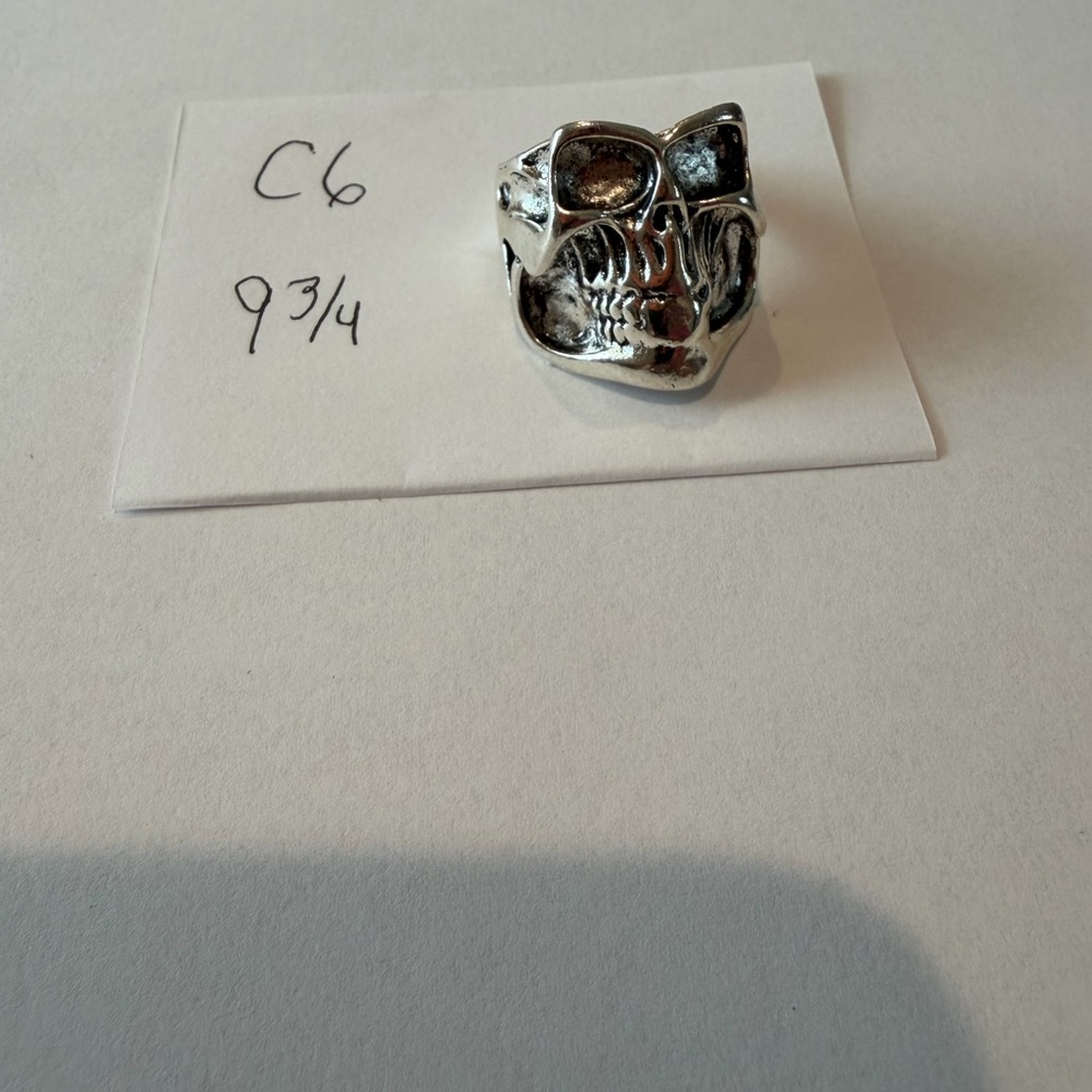 Biker Ring Skull Ring Unisex Size 9.3/4 Stainless Steel